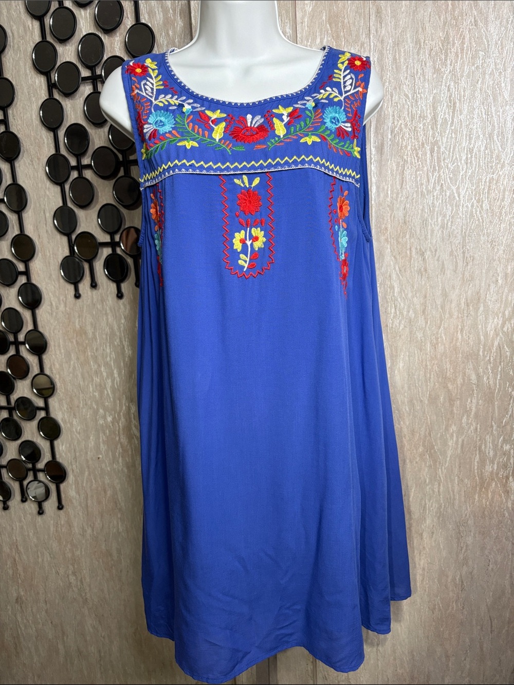 JODIFL Royal Blue Sleeveless Embroidered Tunic